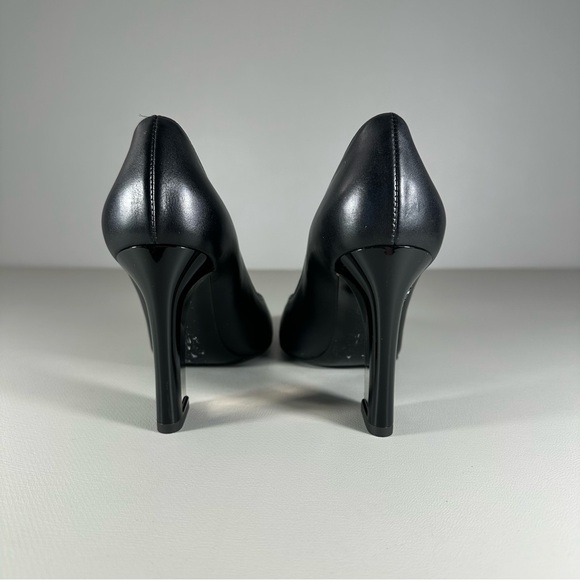 Moschino Milano Black Leather Heel Logo Pumps - Picture 8 of 10